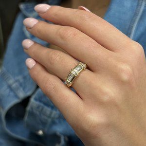 0.50Cttw Baguette Cut Diamond Ladies Band Ring 14K Yellow Gold Size 5.75